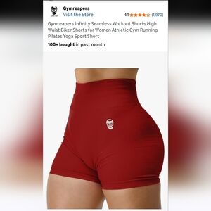 Gymreapers Infinity Seamless High Waist Workout Shorts Sz XL Bloodshot Red